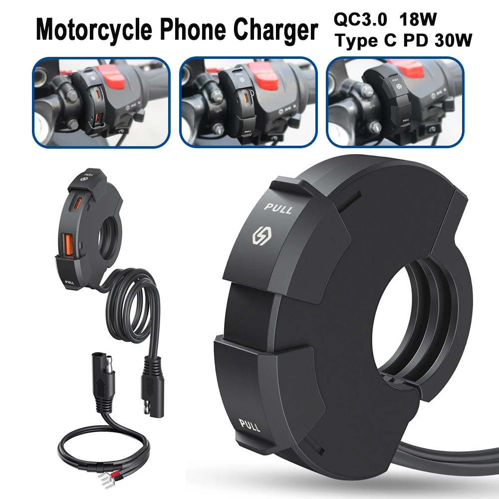 DC12V-24V Novo Carregador Rápido USB Para Motocicleta Tomada À Prova D'água Com Porta De Telefone Celular Tipo C De Alimentação Móvel