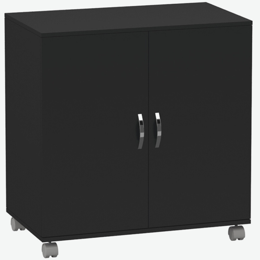 Armário Baixo Para Escritorio 2 Portas 60cm Preto