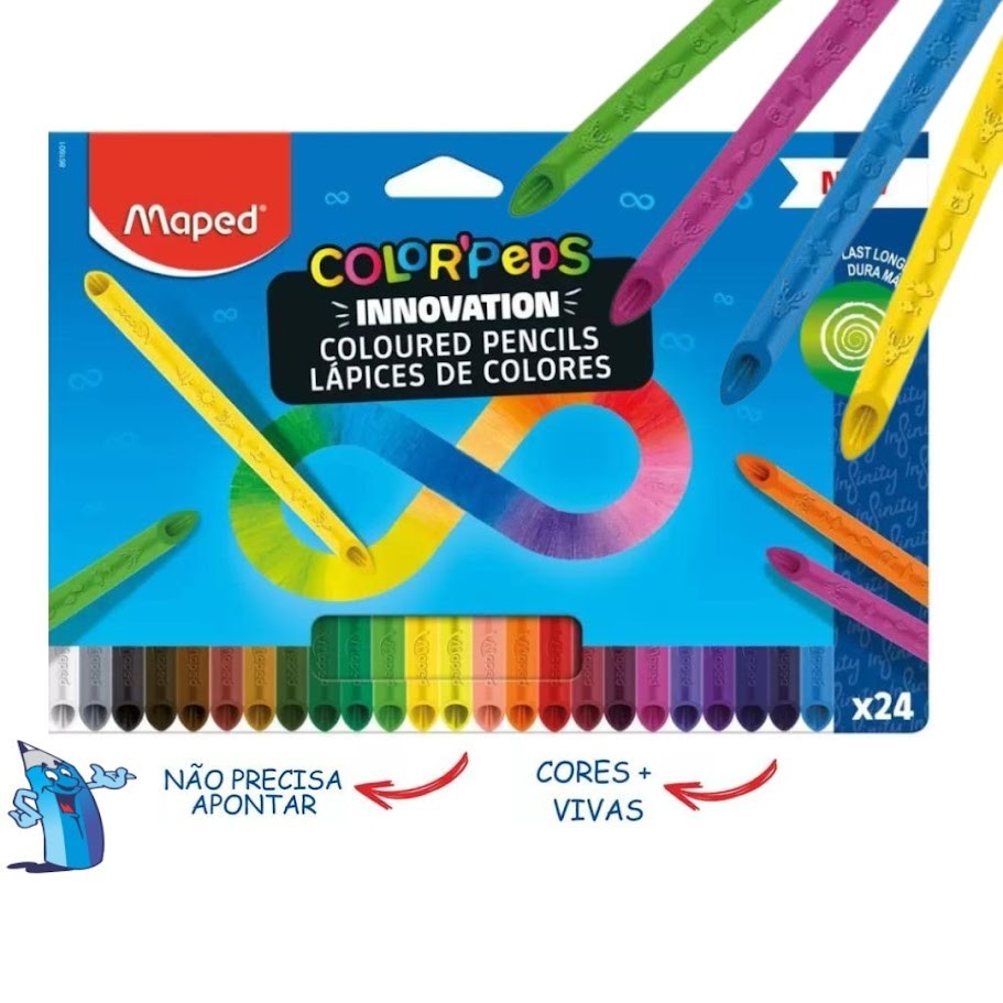 LAPIS INFINITO 24 CORES COLORPEPS MAPED | Shopee Brasil