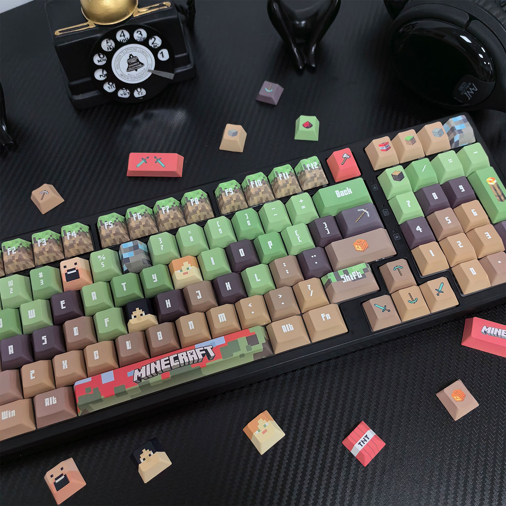 Minecraft Keycap Perfil Cereja PBT Sublimação De Tinta De Cinco Lados ...