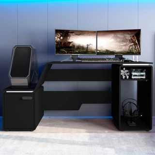 Mesa Gamer Space One 1 Porta 1 Prateleira Preto/Branco - Politorno