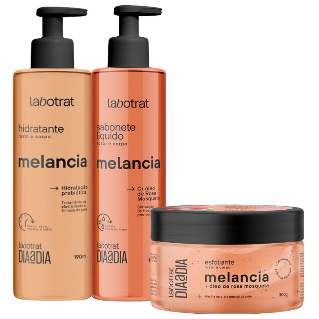 Kit Labotrat Corpo Rosto Melancia Hidratante 190ml + Sabonete Líquido ...