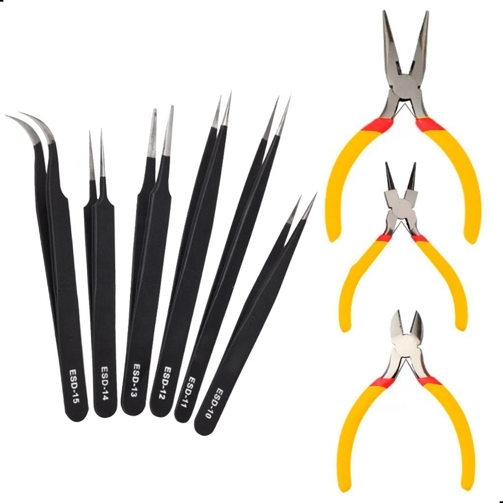 Kit Mini Alicates + Pinças Eletrônica Bijuteria Semijoia Artesanato Pesca DIY