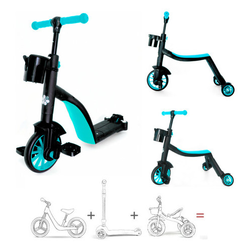 Bicicleta Equilíbrio Triciclo Vira Patinete 3 em 1 Incentiva o ...