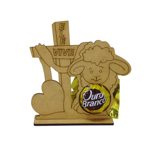 Kit 10und. Porta Bombom Lembrancinha  Páscoa Ovelha Religioso - Ele Vive - MDF Cru em Oferta na Shopee