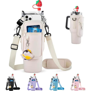 Garrafa de Água Bolsa Compatível com Stanley 40oz Garrafa de Água Copo Ajustável Manga Ombro Strap Caneca para Caminhadas Camping