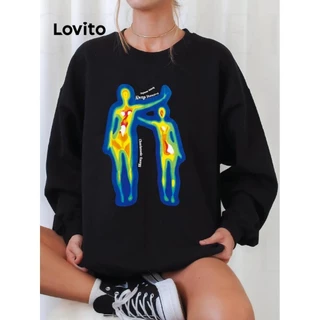 Lovito Moletom com estampa casual para mulheres LNL57063
