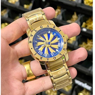 Relógio SpeedWay Ventilador Giratório Cassino Roleta Masculino Dourado Banhado á Ouro 18K Luxo Homem