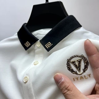 Camiseta Pólo masculino de alta qualidade Lapela Homem Novo Estilo Homem Pólo de Manga Curta Trendy Slim-