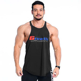 Regata Cavada Growth Suplementos Original De Academia Treino Blusa T-Shirts Preta Masculina