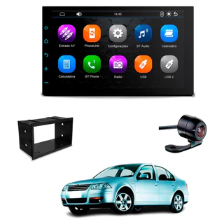 Central Multimídia CarPlay 2Din 7" Câmera de Ré Moldura 2din Bora 2008 2009 2010 2011 2012