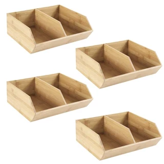 Kit 4 Caixas Bambu Empilhavel OU Multiuso 13L Organizadora