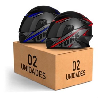 Kit 2 Capacete Masculino Feminino Fechado Integral Pro Tork R8 Viseira Fumê Com Narigueira Para Moto