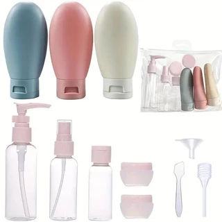 Frasco De Armazenamento Viagem Em Conjunto De 11 Peças Loção Spray Cosmética Shampoo Gel De Banho Creme