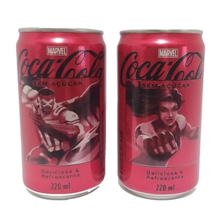 Kit 2 Coca Cola Marvel Falcão e Elektra Duas Latas 220 ml Coca-Cola Sem Açúcar Lacradas Nova Coleção