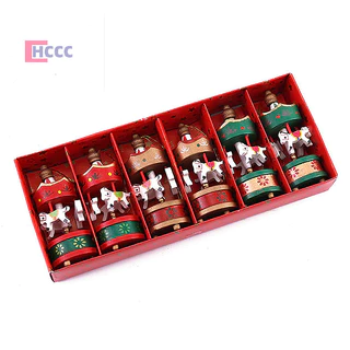 HCCC 6pcs Decoração De Natal Mini Carrossel Cavalo Pingente Ornamentos Xmas Crianças Festa Brinquedos De Ano Novo Presentes