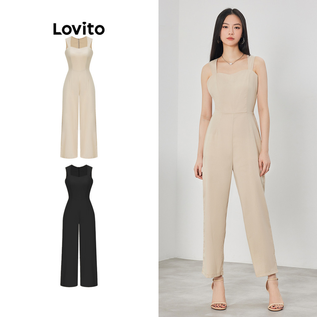 Lovito Casual Liso Macacão Simples Feminino L62ED181 (Multicolorido)