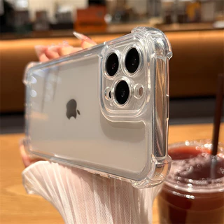 Adequado para iphone15 14 13 12 11 pro max mais 7 8 x xr xs Apple Phone Case Proteção de Quatro Cantos com Filme de Lente Transparente Resistente a Choques Caixa Protetora de Silicone de Alto Sentido