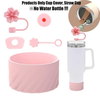 SUGAW 5pcs Conjunto De Acessórios De Silicone Tumbler , 3 Pcs Tampa À Prova De Derramamento , 1 Cobertura De Palha Begonia Flower De 10mm bota de garrafa de água Para Copo Stanley