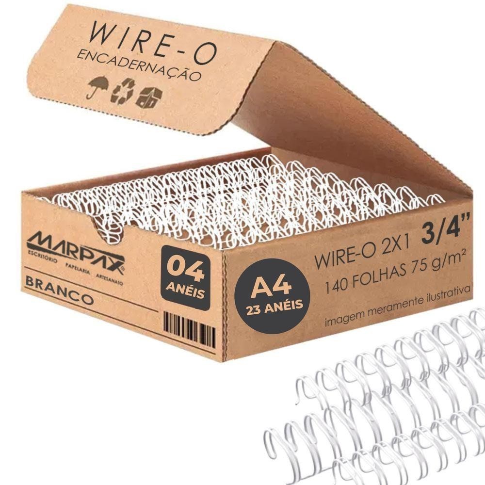 Wire-o para Encadernação 2x1 A4 Branco 3/4 para 140fls 04un