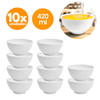 Jogo Kit Com 10 Peças 420ml Tigela Pote De Plastico Melamina Cumbuca Caldos Sopa Sobremesa Bowl