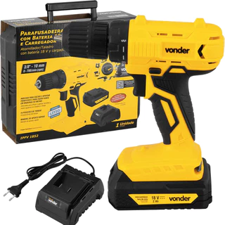 Parafusadeira Furadeira Profissional Bateria 18V Com Maleta 1 Bateria e Carregador IPFV1852 Vonder