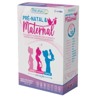 Previnavit Pré-Natal & Maternal 12 vitaminas 30 comprimidos em Oferta na Shopee