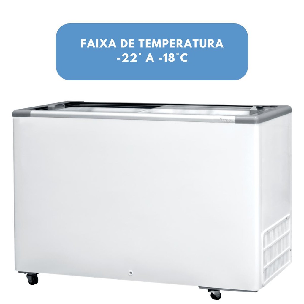 Freezer Horizontal 411 Litros Tampa de Vidro Deslizante HCEB411