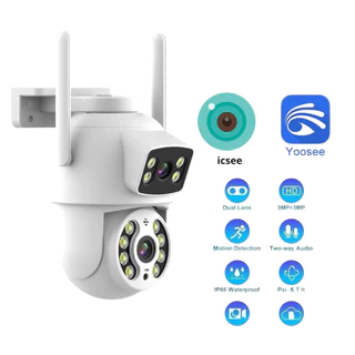 Câmera Dome IP Wireless PTZ de Dupla Lente Detecção de Humanos com IA Segurança Residencial