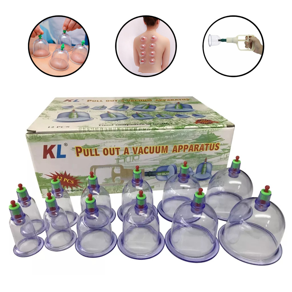 Kit 12 Ventosas Com Bomba Massoterapia Ventosa Terapia | Shopee Brasil