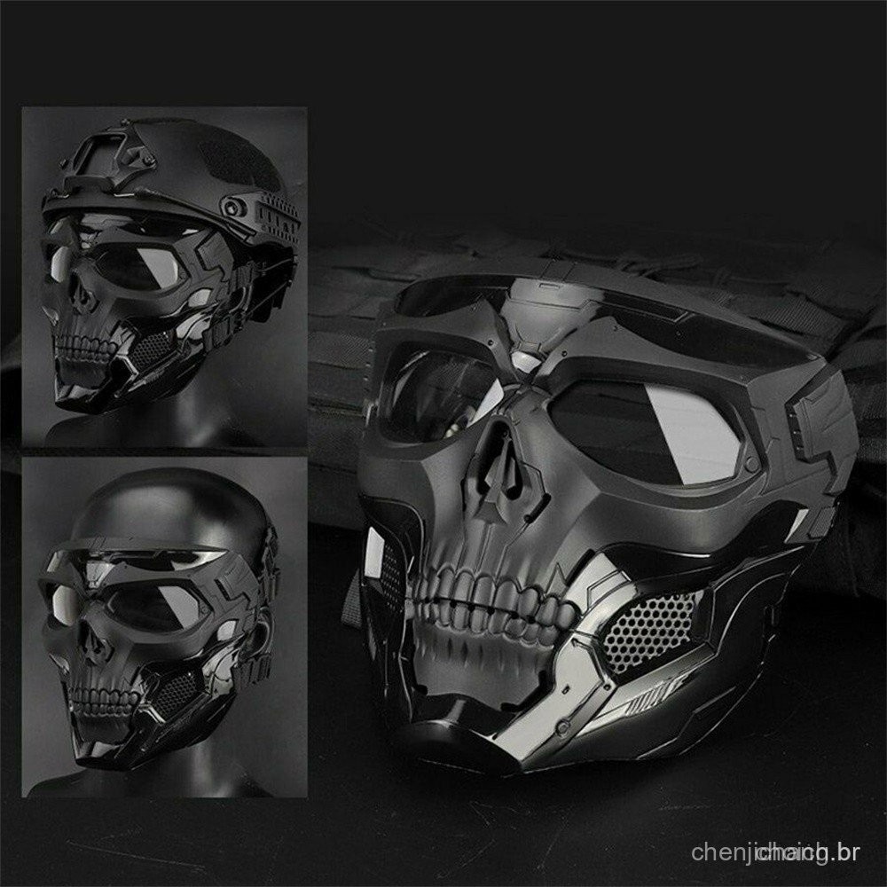 Criânio Tático Airsoft Máscaras Paintball Protetor CS Rosto Cheio Capacete Caçaça