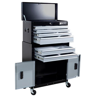 Carrinho de Ferramentas + Baú Organizador Com 2 Portas - 6 Gavetas - Tactix - 585,0003
