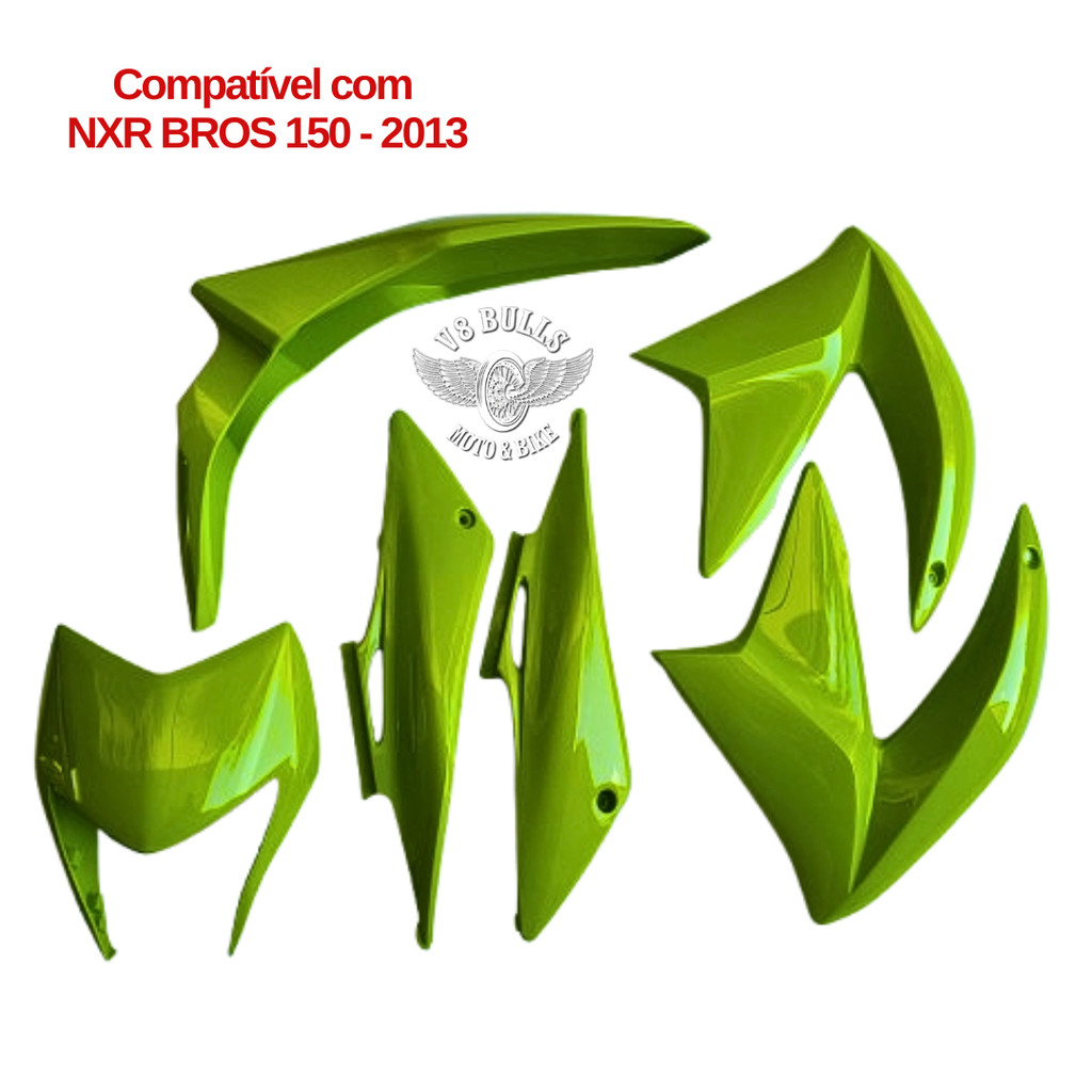 KIT CARENAGEM P/ NXR 150 BROS 2013 VERDE CITRUS INJ (PARALAMA