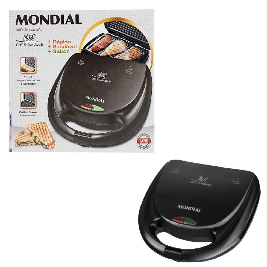 Sanduicheira Grill Elétrica Mondial S-12 Fast Grill Sandwich em