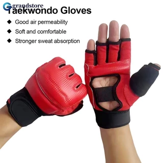 GRANDSTORE Luvas De Boxe Meio Dedo De Couro PU Luta MMA Treinamento De Karate Muay Thai B1Y2