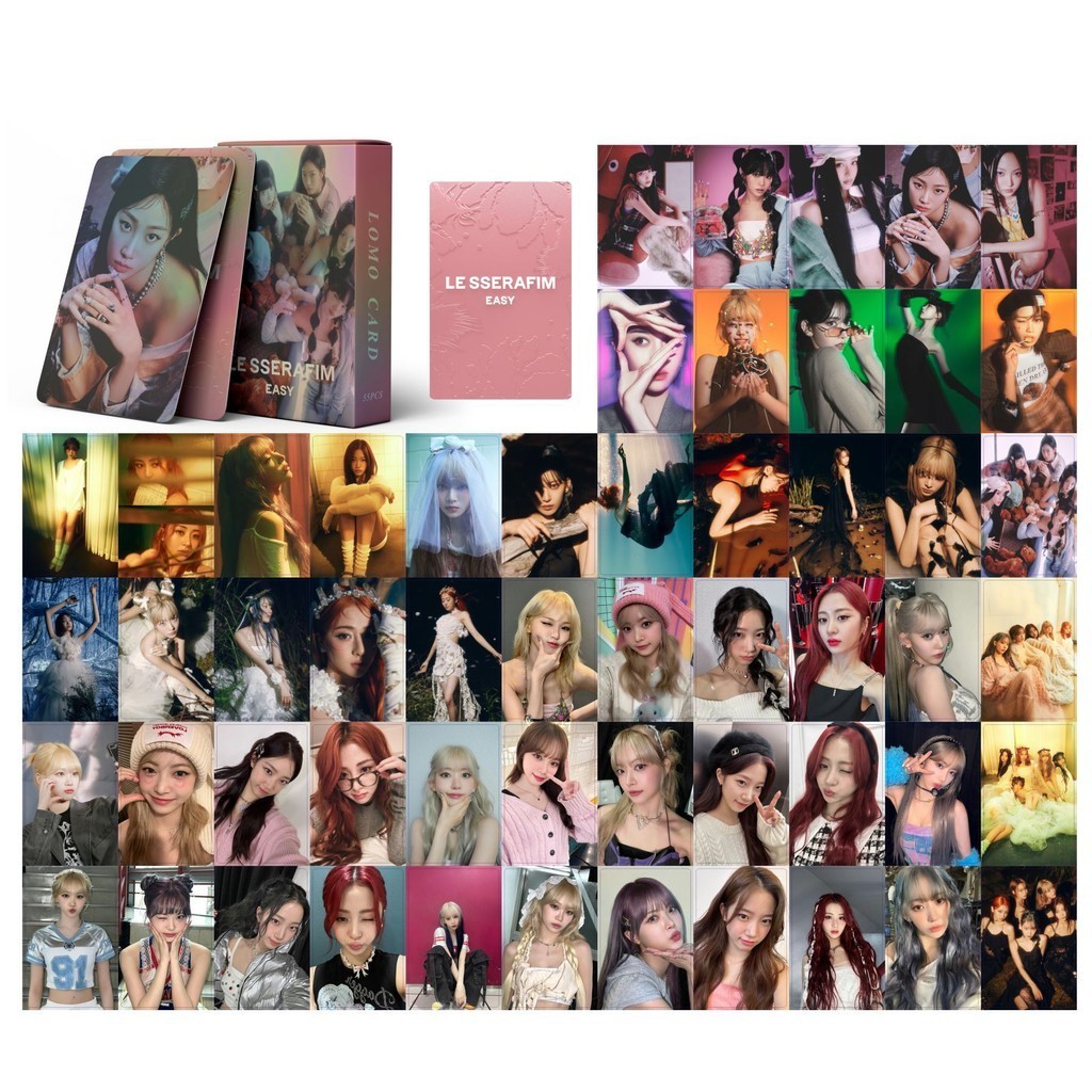 50-119pcs LE SSERAFIM Laser HOLOGRAPHIC LOMO Cards EASY