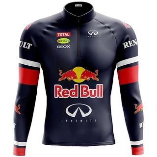 Camisa Ciclismo Masculina Manga Longa Red Bull Com Bolsos uv 50+