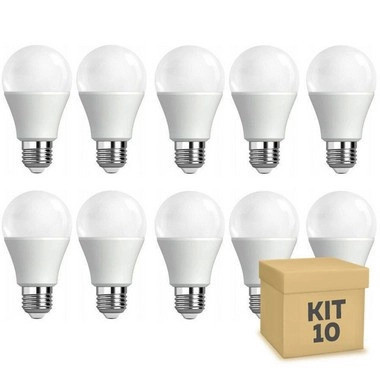 Kit 10 Lâmpadas Bulbo 12w 6500k branco Frio - 1 ano de garantia