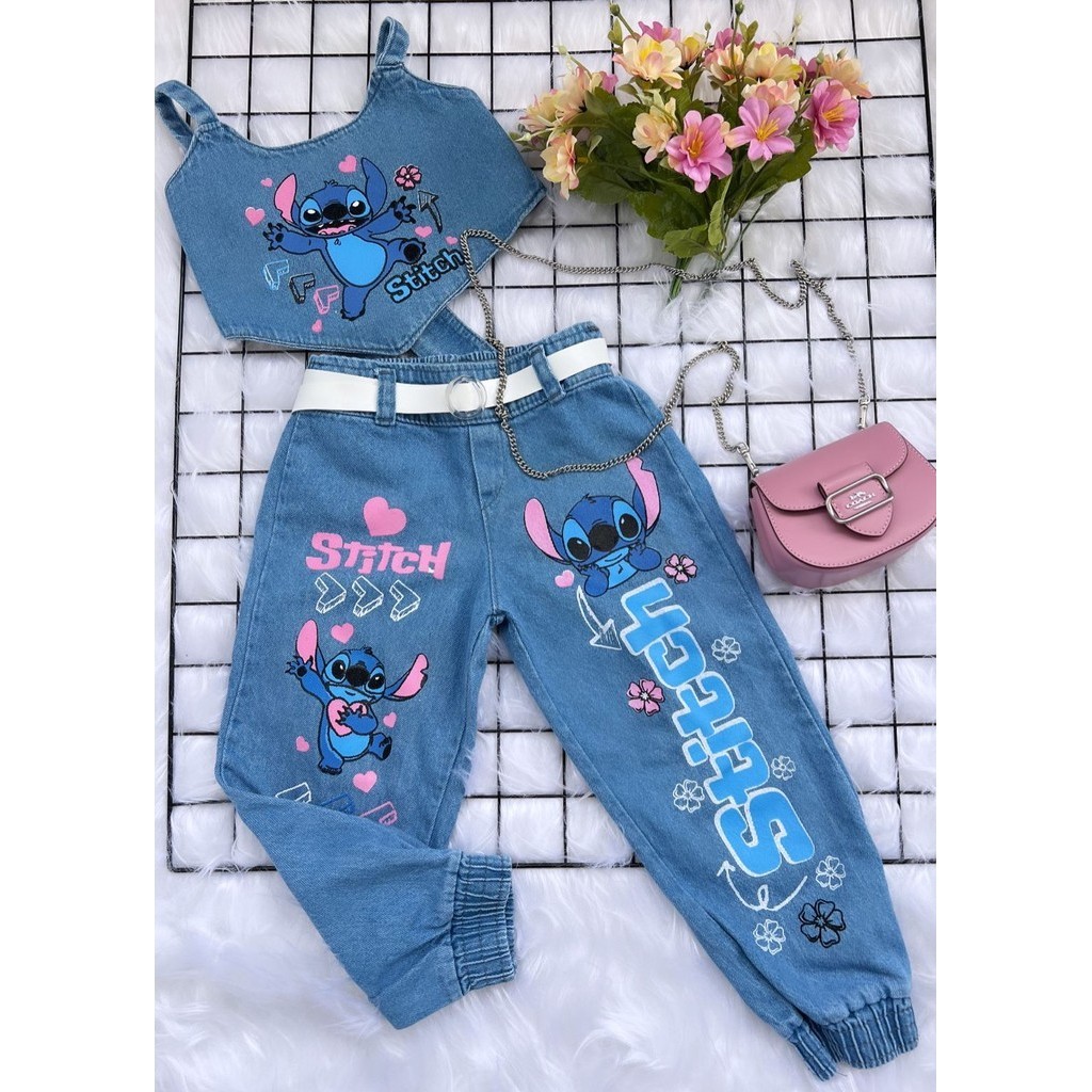 Conjunto infantil menina Stitch blogueirinha 2 peças