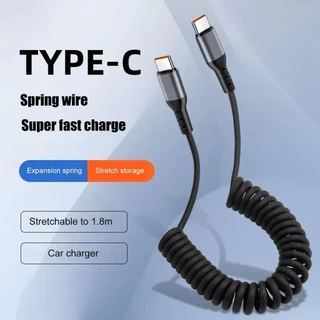 Cabo De Carregamento Rápido USB C Espiral Tipo Carregador Enrolado Retráctil De Dados unhcxebr