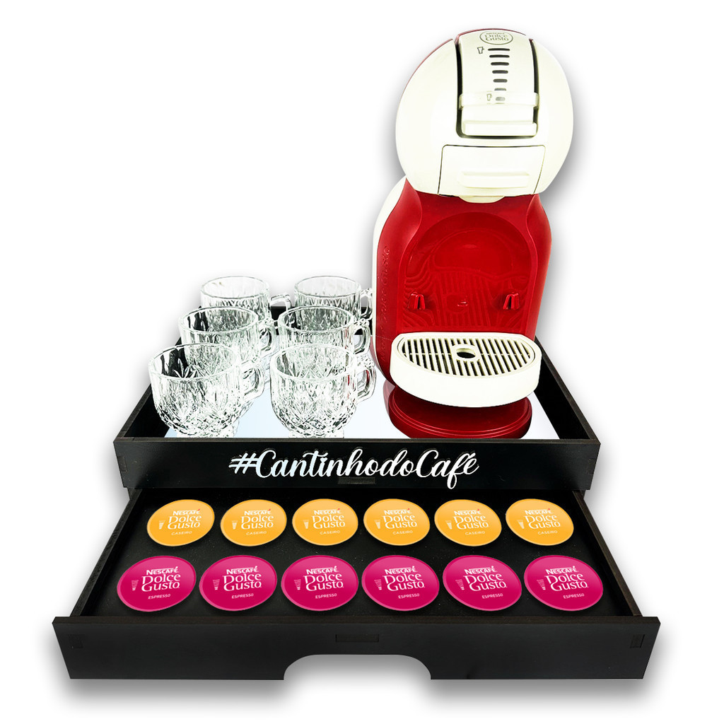 Porta Cápsulas Bandeja Espelhada Mdf Café Dolce Gusto Preto