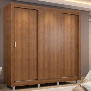 Guarda Roupa Casal Madesa Lyon 3 Portas de Correr 2 Gavetas com Pés - Rustic em Oferta na Shopee