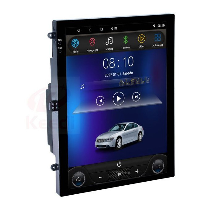 Multimidia Universal Slim Android Carplay 13 Wifi Gps 9.7p Cor Preto