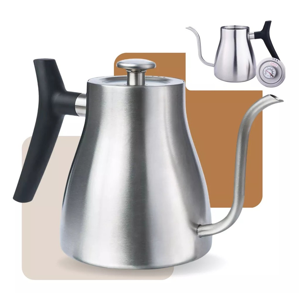 Chaleira Barista Bico de Ganso Fino Com Termômetro 1,2L Cor Inox ...