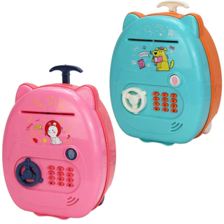 Mini Cofre Digital Eletrônico Automático Nota Moeda Infantil Com Rodinha Maleta em Oferta na Shopee