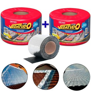 Kit 2 Fitas asfálticas auto adesivas aluminizadas multiuso 10 cm x 10 m - VEDATUDO