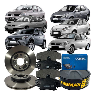 Kit Disco Freio Pastilha Logan Sandero Clio 2000 Á 2013 em Oferta na Shopee