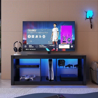 Rack para Tv até 55 Polegadas Estilo Gamer com 2 Prateleiras em Vidro e Iluminação em Led Rgb