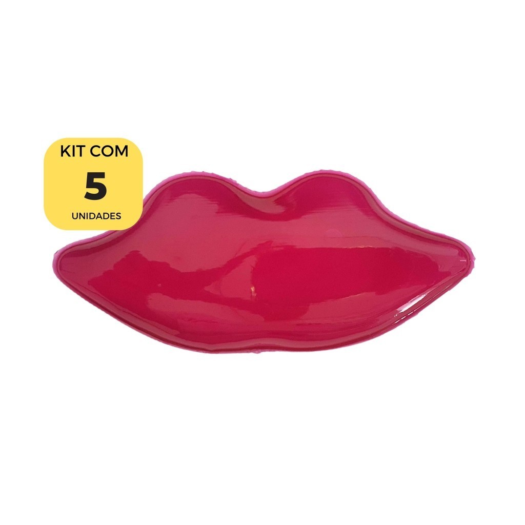 Gelo Formato Boca Bolsa Gel Sachet Reutilizável Estética Cereja 11,00 x 4,50 5 unidades