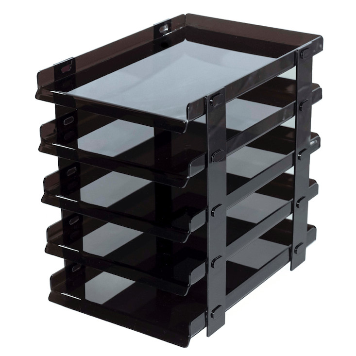 Organizador Folhas Mesa Preto Fumê 5 Andares